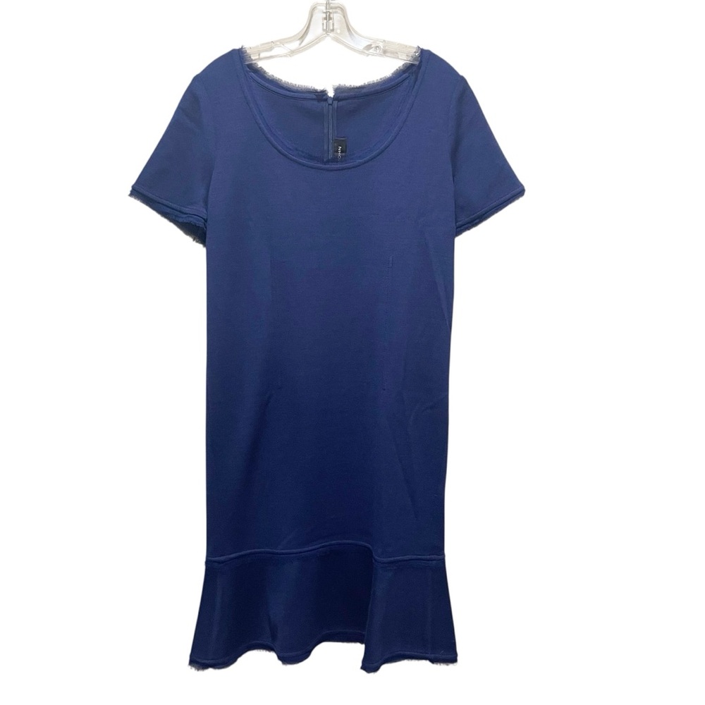 St. John  Knit Short Sleeve Ruffle Hem Dress Blue Women’s Size 14